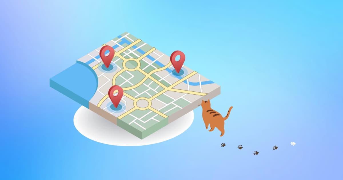 地図を見る猫のイラスト